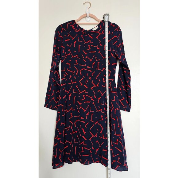 Shoshanna Carla Pritzker Print 100% Silk Printed Long Sleeve A-Line Mini Dress 4 - Picture 4 of 13